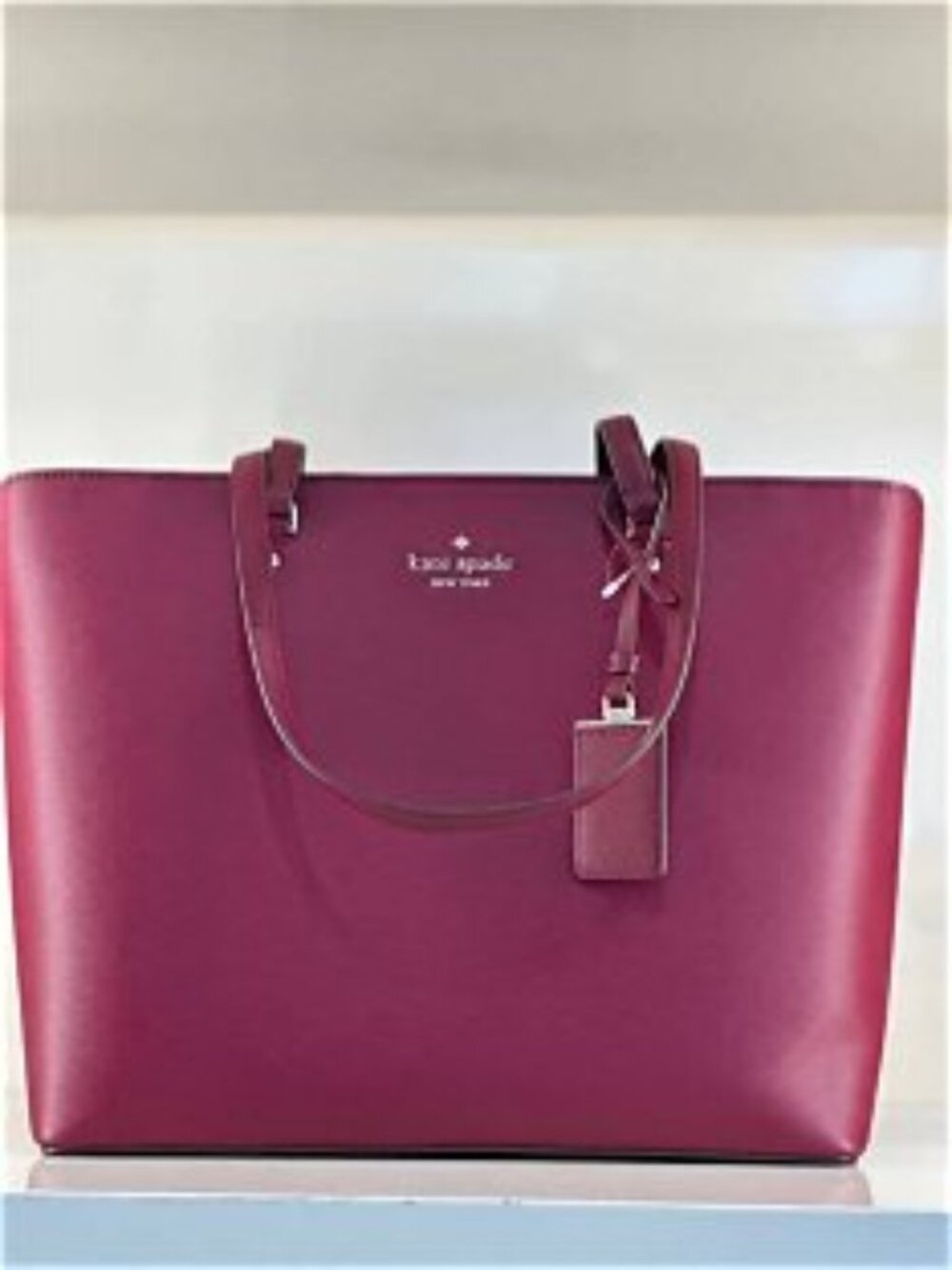 New Kate Spade NY Burgundy Leather Shoulder Bag Tote Purse Xlarge